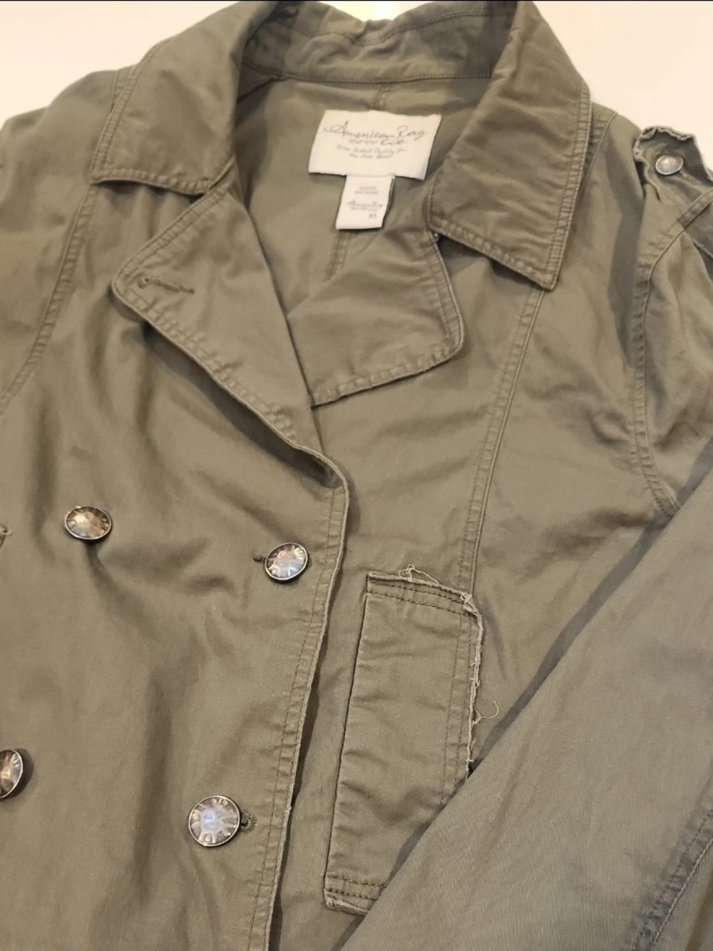 American Rag Cie Double Breasted Jacket Women's XL Olive Green Military Utility